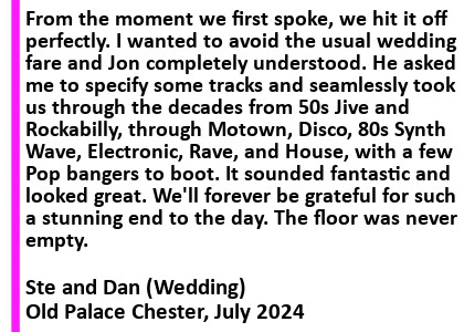 Old Palace Wedding DJ Review